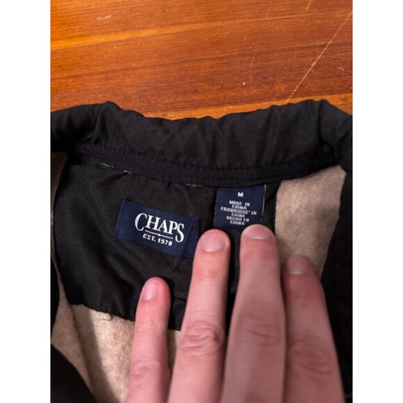 Chaps Quarter Zip Sweater Tan - Fleece Lined - Brown Beige - Mens Medium 1/4 Zip - Picture 4 of 6